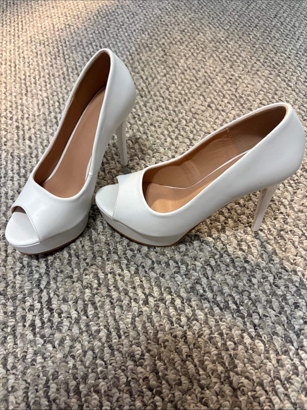 White Peep-Toe High Heel Pumps - Women's Elegant Platform Heels
